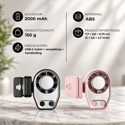 BreezeClip™ | Versla de hitte overal met krachtige draadloze verkoeling