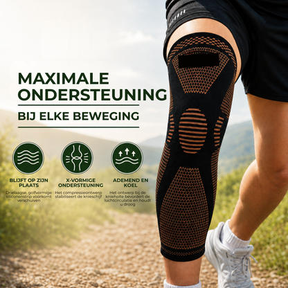 KneeLock Pro™ | Lange compressiekniebandage met antislipgrip