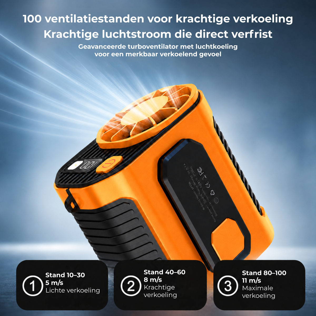 TurboBreeze™ | Versla de hitte, waar je ook bent — direct handsfree verkoeling