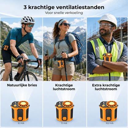 TurboBreeze™ | Versla de hitte, waar je ook bent — direct handsfree verkoeling